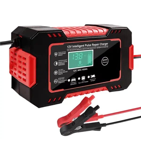מטען אוטומטי למצברים 12V עם תצוגה דיגיטלית ותיקון מתקדם