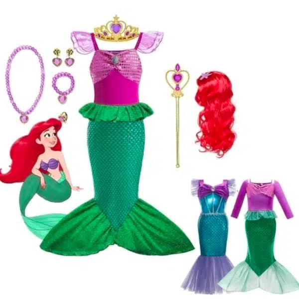 שמלת תחפושת נסיכת בת הים הקטנה לילדות