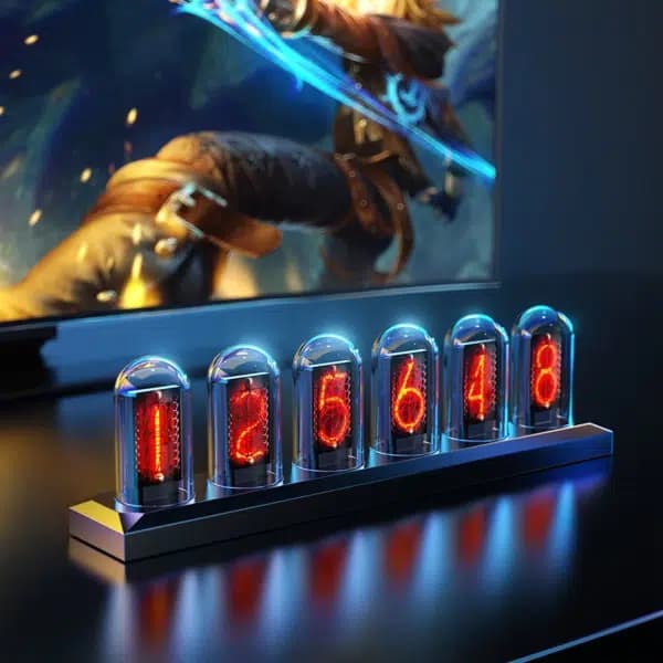 שעון שפופרת Nixie עם תאורת LED