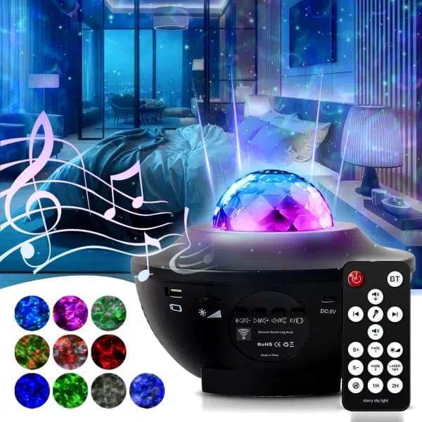 מקרן גלקסיה לחדר שינה עם רמקול Bluetooth