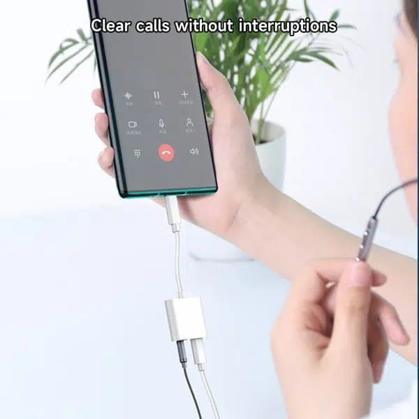מתאם אודיו 2 ב-1 Type-C ל-3.5 מ”מ – מתאים לטעינה והאזנה למוזיקה
